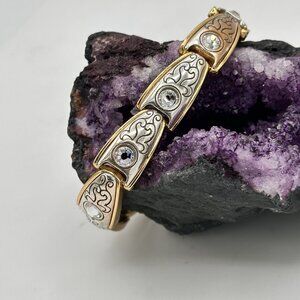 Brighton Aries Jewelry Two Tone Oval Link Bracelet w/ Heart Charm